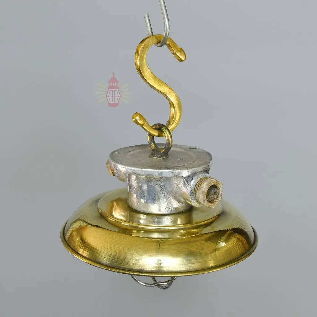 - SL 10750 4 Antique Aluminium Nautical Hanging Lamp with Brass Shade