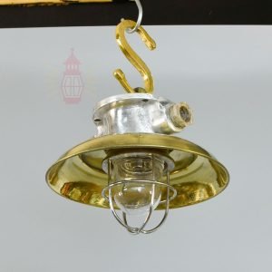 Antique Aluminium Nautical Hanging Lamp with Brass Shade