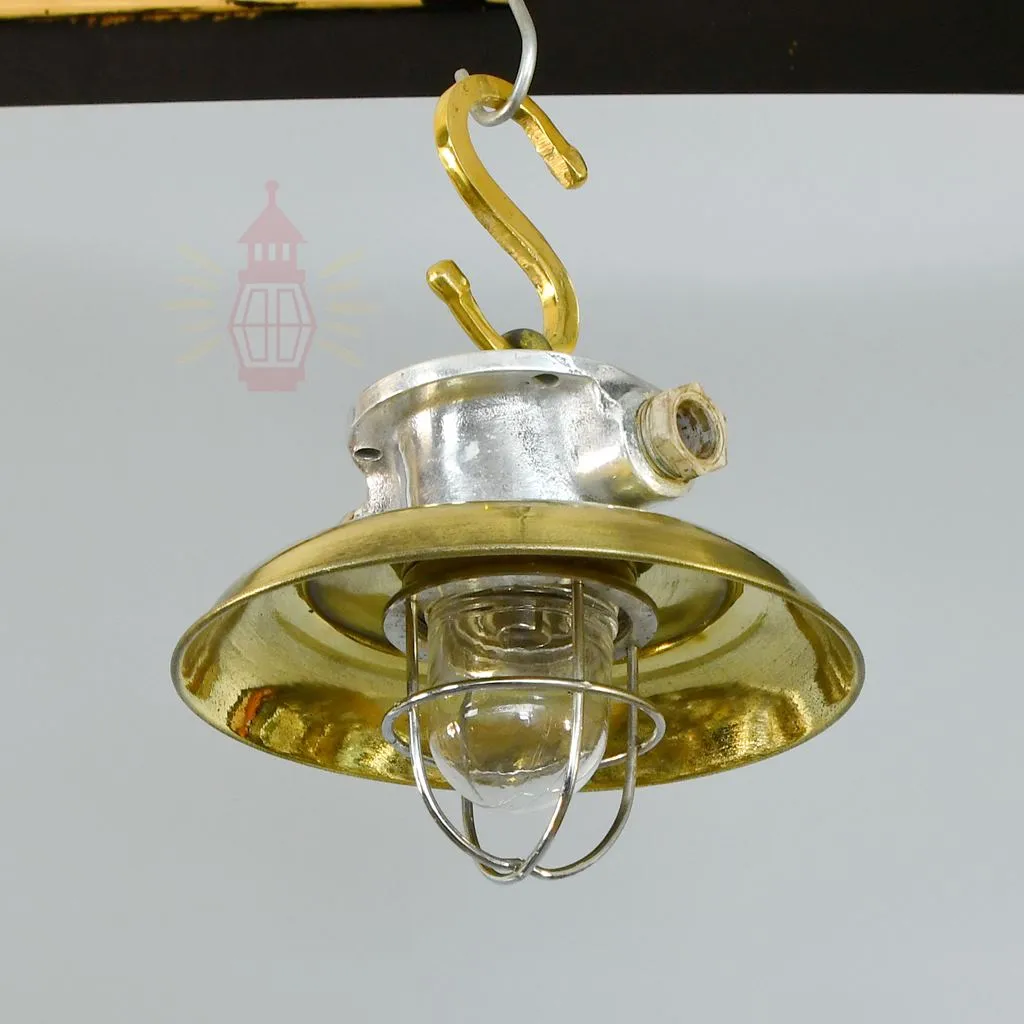 - SL 10750 5 Antique Aluminium Nautical Hanging Lamp with Brass Shade