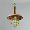 Antique Brass Nautical Hanging Lamp with Copper Shade