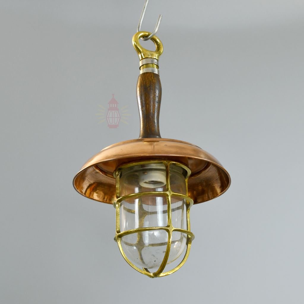 - SL 10751 1 Antique Brass Nautical Hanging Lamp with Copper Shade
