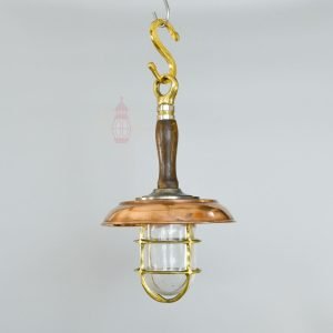 - SL 10751 3 Antique Brass Nautical Hanging Lamp with Copper Shade
