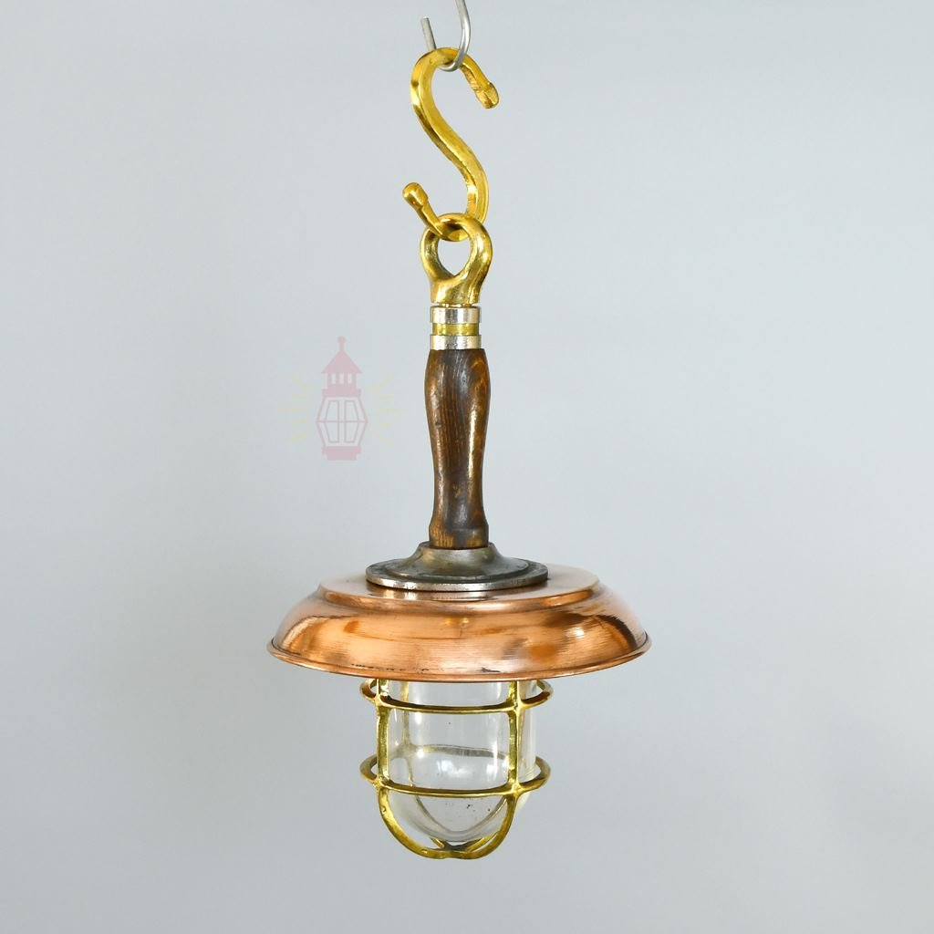 - SL 10751 4 Antique Brass Nautical Hanging Lamp with Copper Shade