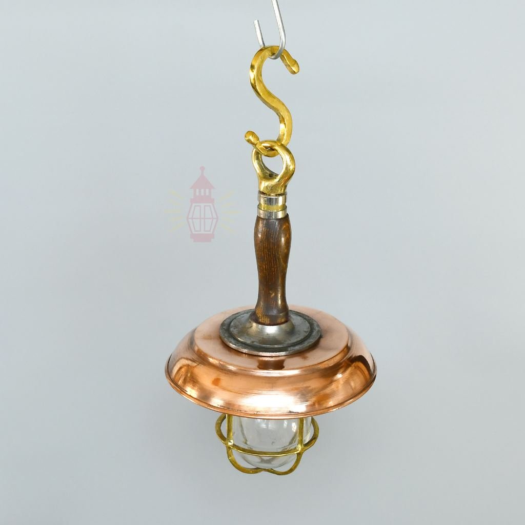 - SL 10751 5 Antique Brass Nautical Hanging Lamp with Copper Shade