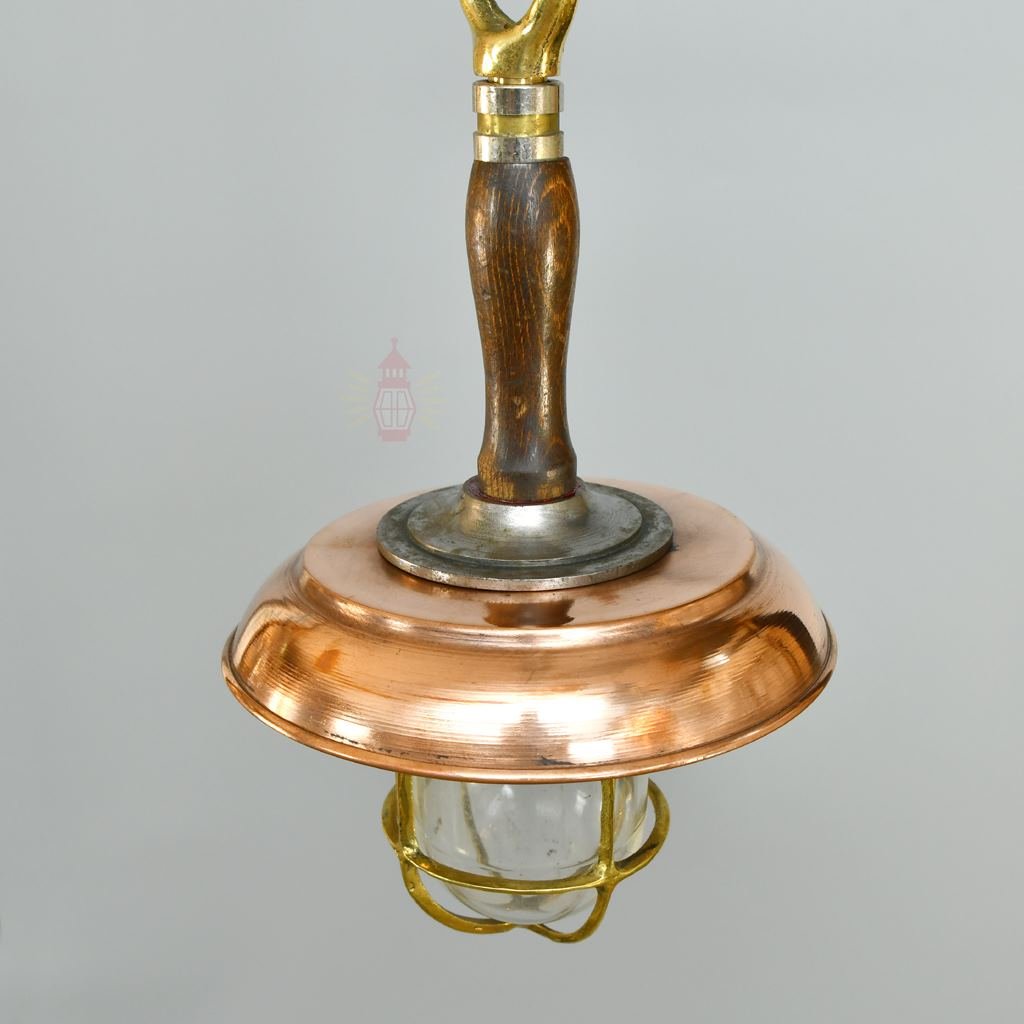- SL 10751 7 Antique Brass Nautical Hanging Lamp with Copper Shade