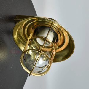 90 Degree Nautical Brass Holland Wall Lantern with shade