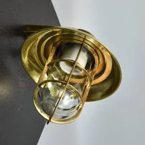 90 Degree Nautical Brass Holland Wall Lantern with shade