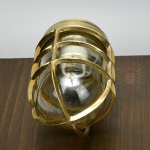 Handcrafted Brass Nautical Swan Neck Wall Light with Cage
