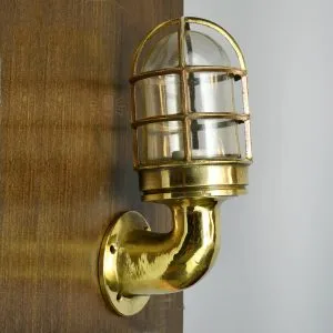 - SL 10770 5 Handcrafted Brass Nautical Swan Neck Wall Light with Cage