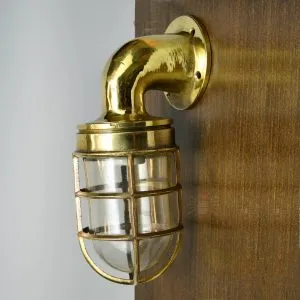 - SL 10770 6 Handcrafted Brass Nautical Swan Neck Wall Light with Cage
