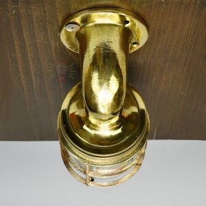 Handcrafted Brass Nautical Swan Neck Wall Light with Cage