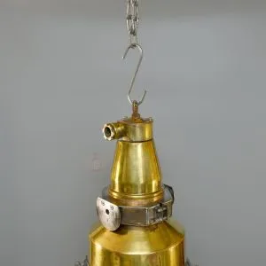 - SL 10776 3 Authentic Vintage Large Brass Nautical Cargo Deck Hanging Lamp