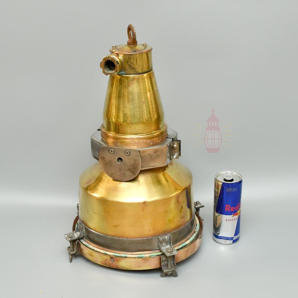 - SL 10776 5 Authentic Vintage Large Brass Nautical Cargo Deck Hanging Lamp