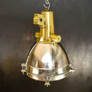 Authentic Vintage Large Brass and Stainless Steel Nautical Pendant Light