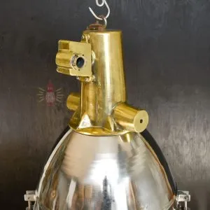 - SL 10778 4 Authentic Vintage Large Brass and Stainless Steel Nautical Pendant Light