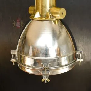 - SL 10778 5 Authentic Vintage Large Brass and Stainless Steel Nautical Pendant Light