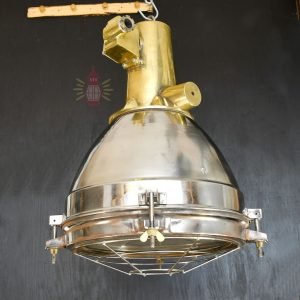 Authentic Vintage Large Brass and Stainless Steel Nautical Pendant Light