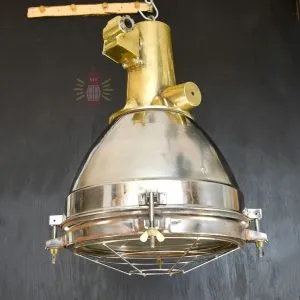 - SL 10778 6 Authentic Vintage Large Brass and Stainless Steel Nautical Pendant Light