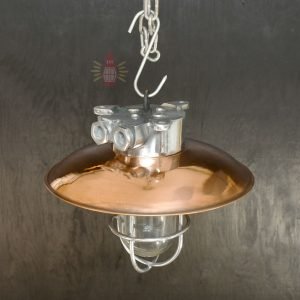 Vintage Aluminium Copper Nautical Pendant Light – Cargo Ship Hanging Lamp