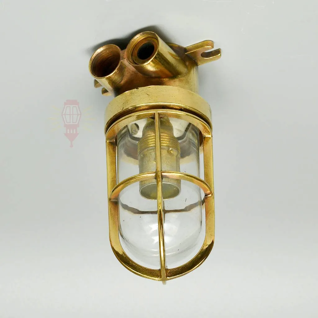 - SL 10799 3 rotated Compact Vintage Brass Nautical Wall Light – Small Salvaged Sconce