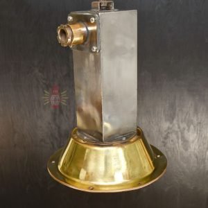 Authentic Vintage Stainless Steel Cargo Pendant Light with Brass Shade