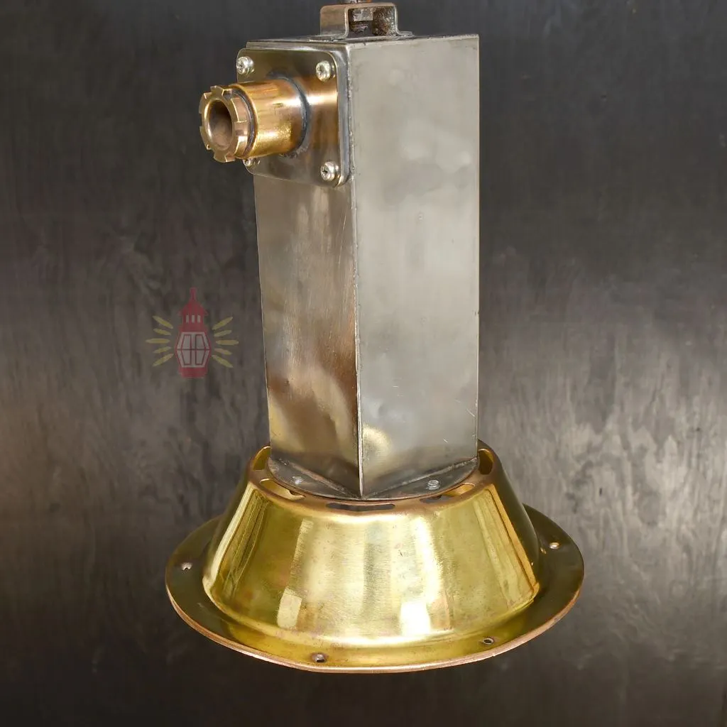 - SL 10990 3 Authentic Vintage Stainless Steel Cargo Pendant Light with Brass Shade