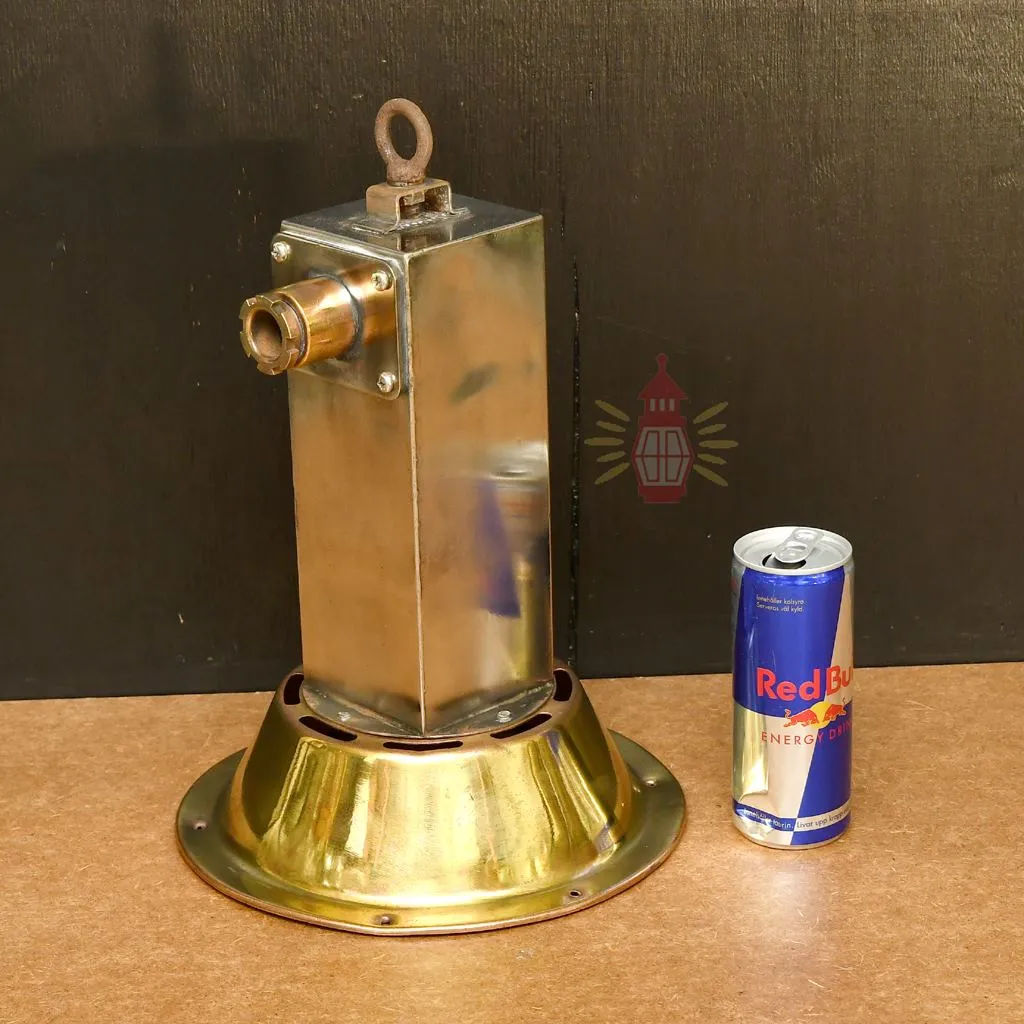 - SL 10990 6 Authentic Vintage Stainless Steel Cargo Pendant Light with Brass Shade