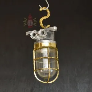 - SL 11007 5 Authentic Vintage Aluminium Nautical Pendant Light with Brass Cage