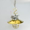 Authentic Vintage Aluminium Nautical Pendant Light with Brass Shade