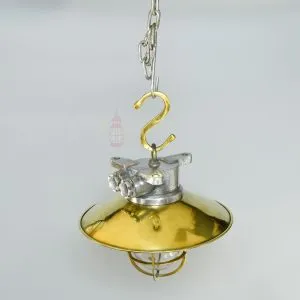 - SL 11011 2 Authentic Vintage Aluminium Nautical Pendant Light with Brass Shade