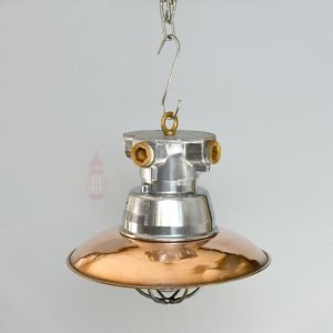 Authentic Vintage Aluminium Pendant Light with Copper Shade – Nautical Salvage