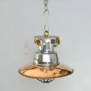 Authentic Vintage Aluminium Pendant Light with Copper Shade – Nautical Salvage