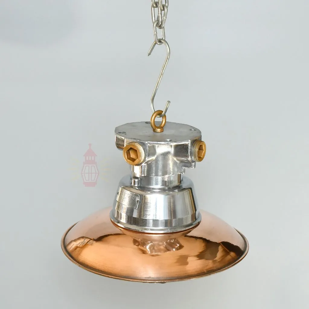 - SL 11020 2 Authentic Vintage Aluminium Pendant Light with Copper Shade – Nautical Salvage