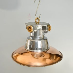 Authentic Vintage Aluminium Pendant Light with Copper Shade – Nautical Salvage