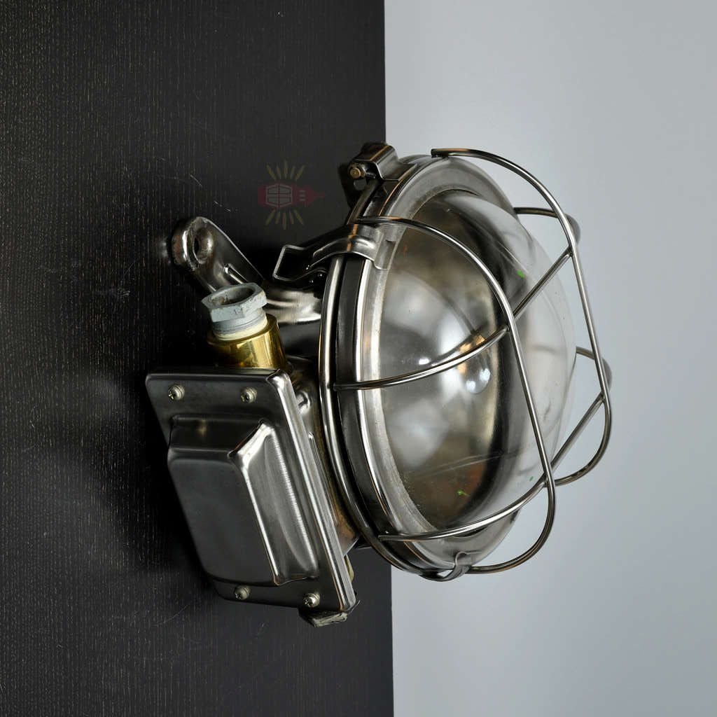- SL 11029 3 rotated Authentic Vintage Stainless Steel Nautical Bulkhead Dome Light