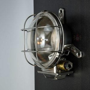 Authentic Vintage Stainless Steel Nautical Bulkhead Dome Light