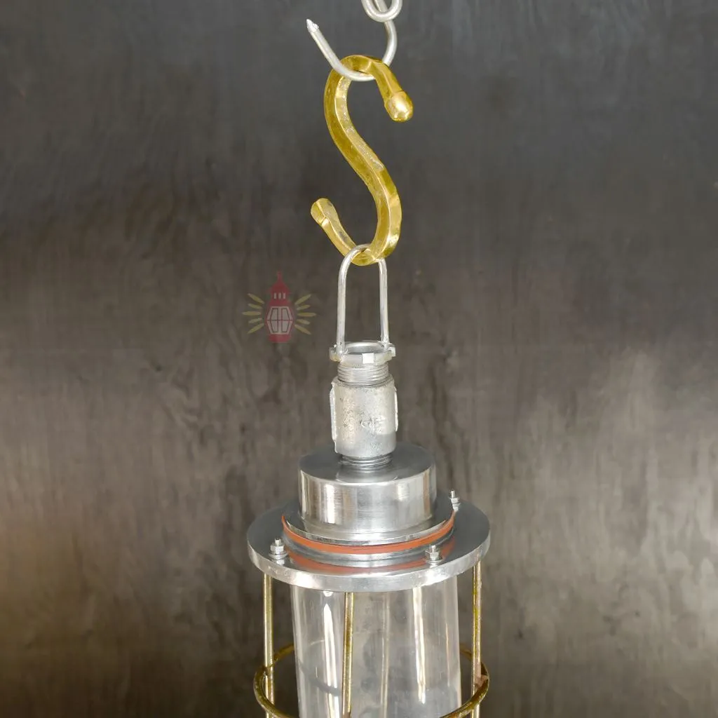 - SL 11032 2 Authentic Vintage Aluminium Caged Pendant Light – Nautical Hanging Salvage