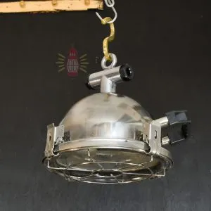 Authentic Vintage Stainless Steel Cargo Pendant Light – Polished Nautical Hanging