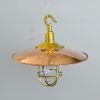 Authentic Polished Brass Pendant Light with Copper Shade – Nautical Hanging Lamp