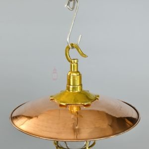 Authentic Polished Brass Pendant Light with Copper Shade – Nautical Hanging Lamp
