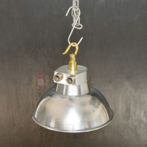 Authentic Vintage Aluminium Pendant Light with Shade – Polished Nautical Hanging