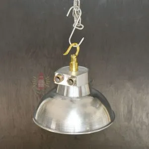 - SL 11741 2 Authentic Vintage Aluminium Pendant Light with Shade – Polished Nautical Hanging