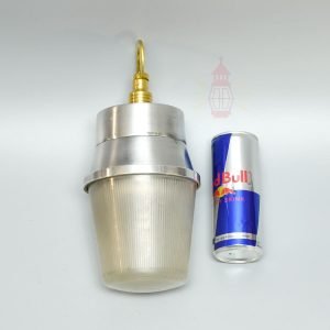 Authentic Vintage Polished Aluminium Nautical Pendant Light with Brass Hook