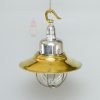 Authentic Vintage Aluminium Pendant Light with Brass Shade – Nautical Hanging Salvage