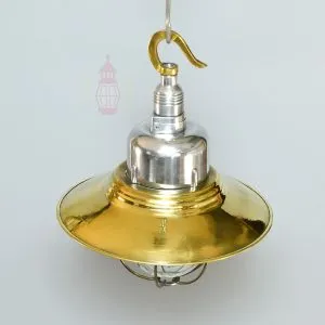 - SL 11744 3 Authentic Vintage Aluminium Pendant Light with Brass Shade – Nautical Hanging Salvage