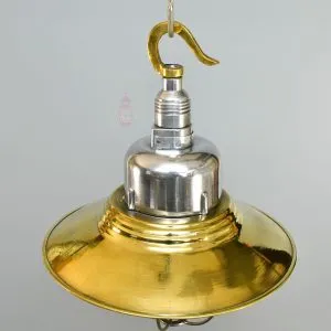 - SL 11744 4 Authentic Vintage Aluminium Pendant Light with Brass Shade – Nautical Hanging Salvage