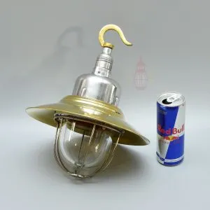 - SL 11744 6 Authentic Vintage Aluminium Pendant Light with Brass Shade – Nautical Hanging Salvage
