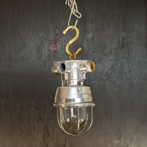 Authentic Vintage Polished Aluminium Nautical Pendant Light