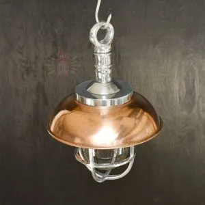 - SL 11779 2 Authentic Vintage Aluminium Nautical Pendant Light with Copper Shade