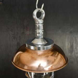 Authentic Vintage Aluminium Nautical Pendant Light with Copper Shade